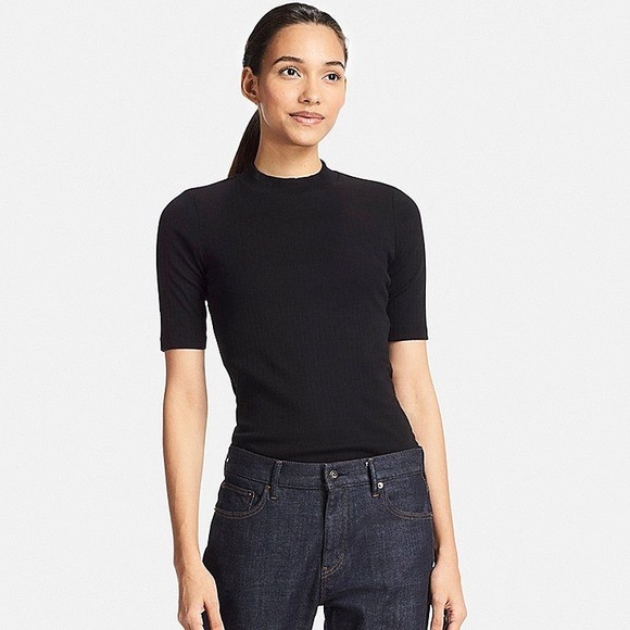 uniqlo ribbed high neck half sleeve